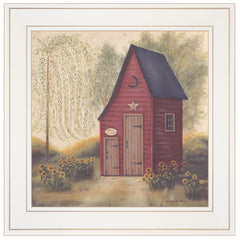 Folk Art Outhouse Ii 1 White Framed Print Bathroom Wall Art