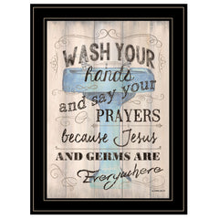 Wash Your Hands Jesus and Germs Black Framed Print Wall Art