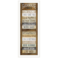 Farmhouse Rules 2 White Framed Print Wall Art