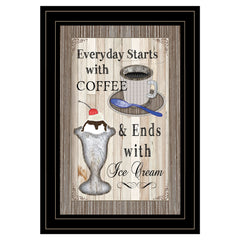 Everyday Starts With Coffee 2 Black Framed Print Wall Art