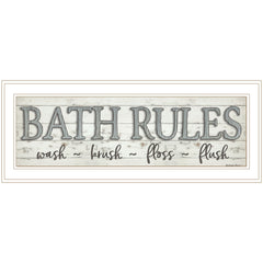 Bath Rules 1 White Framed Print Wall Art