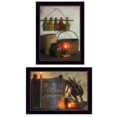 Set Of Two Let Your Light Shine Black Framed Print Wall Art