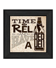 BeerTime To Relax Black Framed Print Wall Art