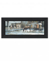 Evening On The Farm Black Framed Print Wall Art