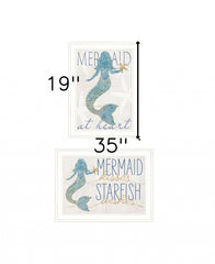 Set Of Two Two Mermaids 2 White Framed Print Wall Art
