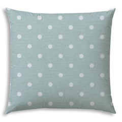 17" X 17" Seafoam And White Blown Seam Polka Dots Lumbar Indoor Outdoor Pillow