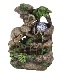 11" Gray Polyresin Elephant Tabletop Fountain with Light