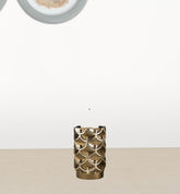 Set Of Two Antiqued Brass Tabletop Pillar Candle Holders