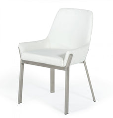 White Brushed Stainless Steel Dining Chair
