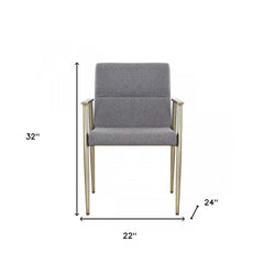 Gray Antique Brass Contemporary Dining Chair