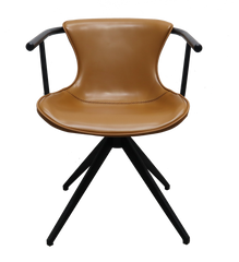 Camel Faux Leather Industrial Dining Chair