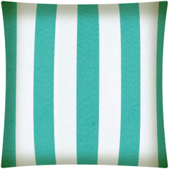 17" X 17" Turquoise And White Zippered Polyester Striped Throw Pillow Cover