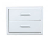 Modern Glossy White Box Nightstand with Two Drawers