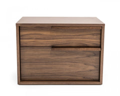 Modern Light Brown Walnut Nightstand with Two drawers