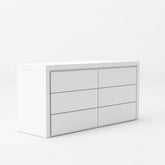 62" White Manufactured Wood Six Drawer Double Dresser