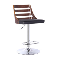 43" Black Faux Leather And Iron Adjustable Height Bar Chair