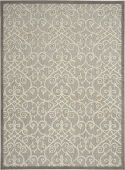 10' X 13' Natural Damask Non Skid Indoor Outdoor Area Rug