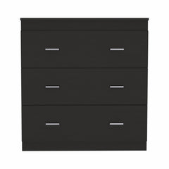 32" Black Wengue Manufactured Wood Three Drawer Standard Dresser