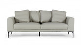 Contemporary 87" Light Grey Leather Sofa