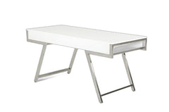 63" White Modern High Gloss Rectangular Writing Desk