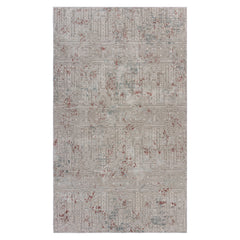 10' X 13' Gray Ivory Slate Blue And Wine Red Geometric Stain Resistant Area Rug