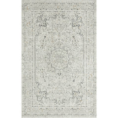 8' X 10' Ivory Gray And Taupe Floral Power Loom Stain Resistant Area Rug