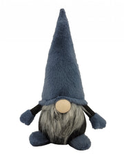 18" Slate Blue And Gray Fabric Standing Gnome Sculpture