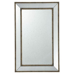 43" Antique Rectangle Accent Mirror Wall Mounted With Frame