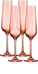Set of Four Translucent Blush Champagne Flutes