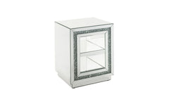 24" Silver Glass Rectangular Mirrored End Table With Two Shelves