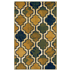 8' X 10' Green Quatrefoil Power Loom Distressed Stain Resistant Area Rug