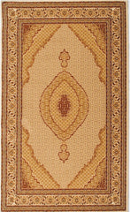 3' X 20' Cream Oriental Power Loom Stain Resistant Area Rug