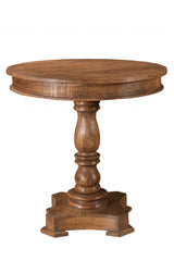 30" Natural Brown Solid Wood Round Pedestal Bistro Dining Table