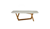 51" Walnut And White Ceramic Tile Rectangular Coffee Table