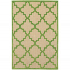 6' X 9' Sand Geometric Stain Resistant Indoor Outdoor Area Rug