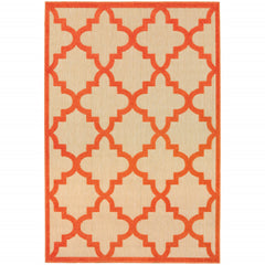 8' X 11' Sand Geometric Stain Resistant Indoor Outdoor Area Rug