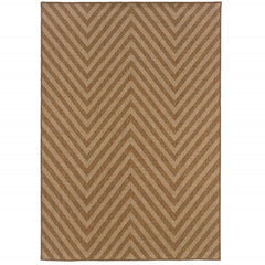 3' X 5' Tan Geometric Stain Resistant Indoor Outdoor Area Rug