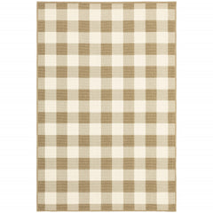 3' X 5' Tan Geometric Stain Resistant Indoor Outdoor Area Rug