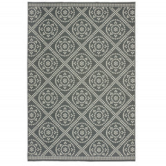 5' X 8' Grey Geometric Stain Resistant Indoor Outdoor Area Rug