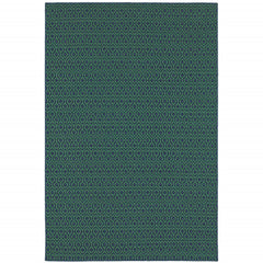 4' X 6' Navy Geometric Stain Resistant Indoor Outdoor Area Rug