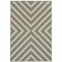 2' X 4' Grey Geometric Stain Resistant Indoor Outdoor Area Rug