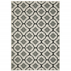 10' X 13' Beige Geometric Stain Resistant Indoor Outdoor Area Rug