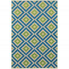 2' X 4' Sand Geometric Stain Resistant Indoor Outdoor Area Rug