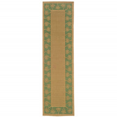 2' X 8' Beige Stain Resistant Indoor Outdoor Area Rug