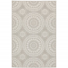 10' X 13' Grey Geometric Stain Resistant Indoor Outdoor Area Rug