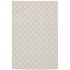 10' X 13' Ivory Geometric Stain Resistant Indoor Outdoor Area Rug