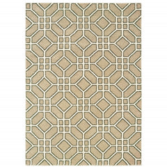 10' X 13' Sand And Ivory Geometric Power Loom Stain Resistant Area Rug