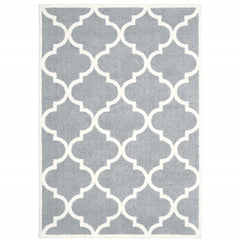 10' X 13' Grey And Ivory Geometric Shag Power Loom Stain Resistant Area Rug