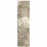 12' Grey Beige And Ivory Abstract Power Loom Runner Rug