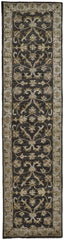 10' Blue Gray And Taupe Wool Floral Tufted Handmade Stain Resistant Runner Rug
